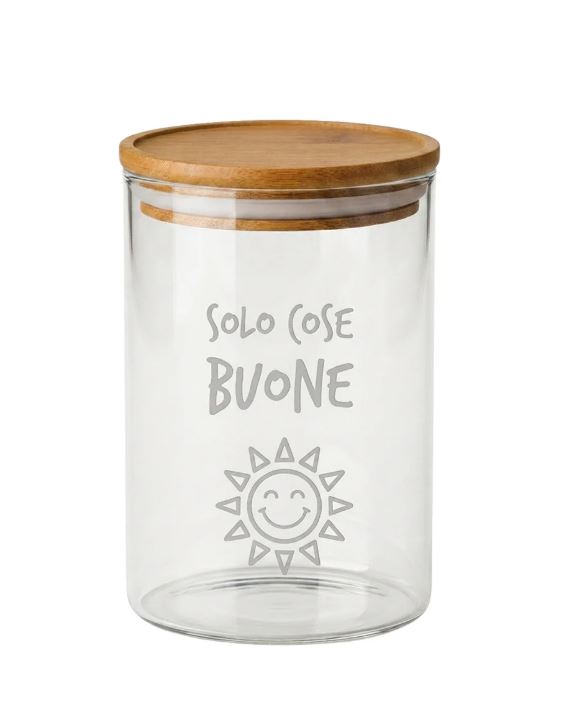 Barattolo in vetro con scritta spiritosa
