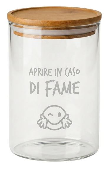 Barattolo in vetro con scritta spiritosa