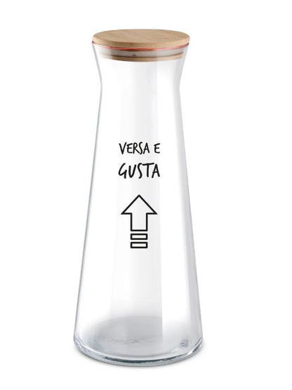 Caraffa in vetro con scritta spiritosa